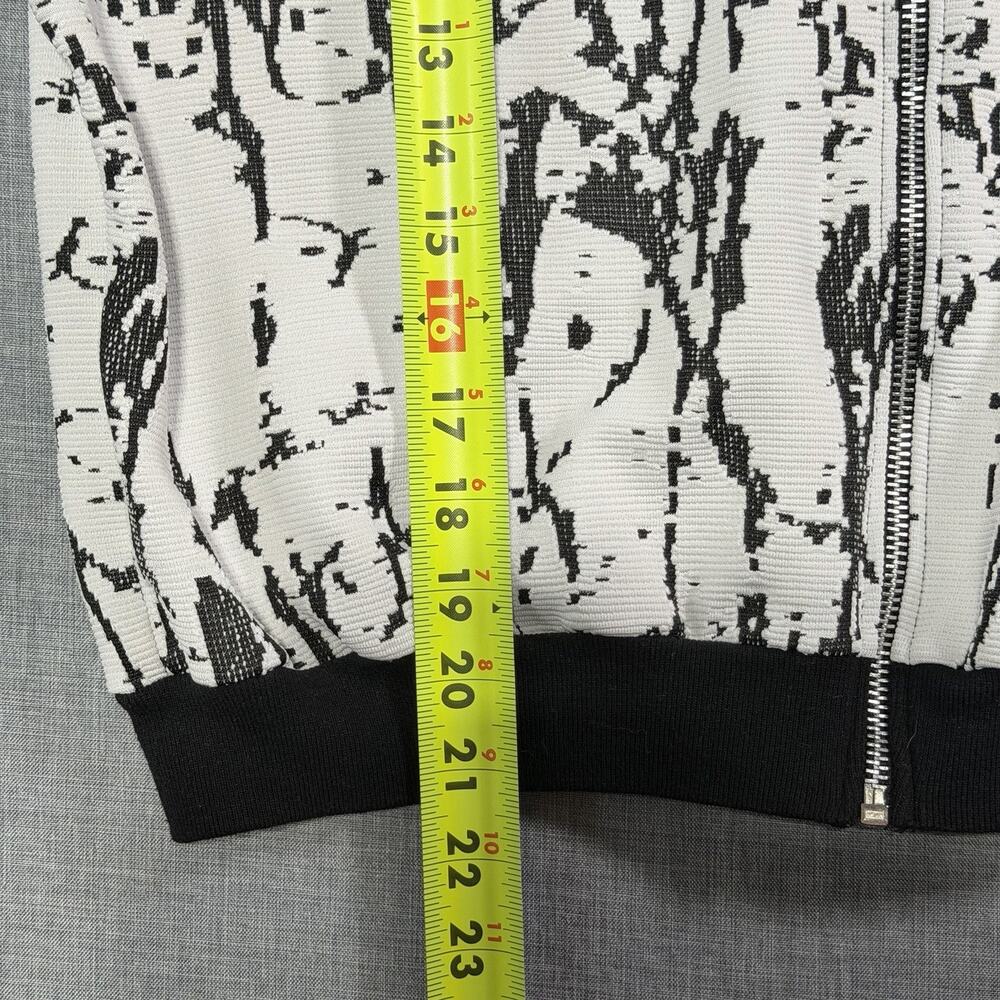 Missguided Womens Black White Abstract Print Bomber Jacket Full Zip L/XL - Picture 4 of 8